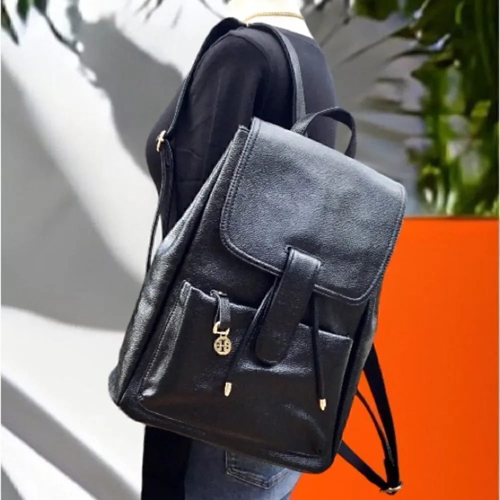 BACKPACK BLACK PEBBLE LEATHER SCHOOL WORK OFFICE TRAVEL